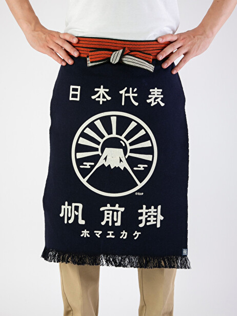 TABLIER DE CUISINE JAPONAIS MAEKAKE MONT FUJI - ANYTHING  Marine , Maison Bensimon