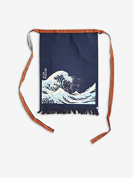 TABLIER DE CUISINE JAPONAIS MAEKAKE GREAT WAVE - ANYTHING  Marine , Maison Bensimon