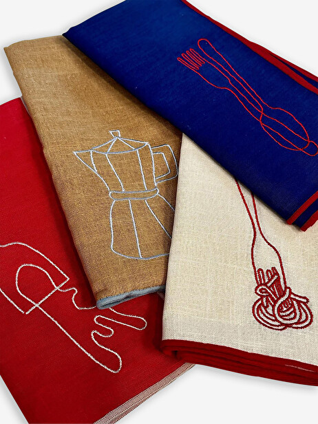 LOT DE 2 SERVIETTES COUVERTS BLEU - THE ECLECTIC LIFESTYLE  Bleu , Maison Bensimon