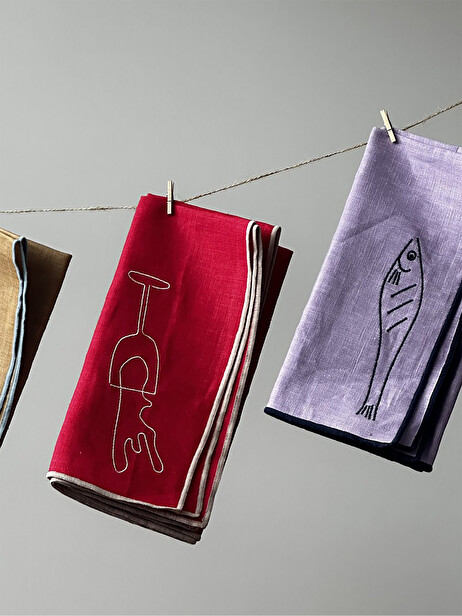 LOT DE 2 SERVIETTES FISH VIOLET - THE ECLECTIC LIFESTYLE  Violet , Maison Bensimon