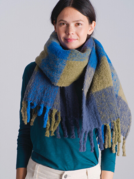CHECK SCARF  Marine / kaki , Prêt-à-porter Bensimon