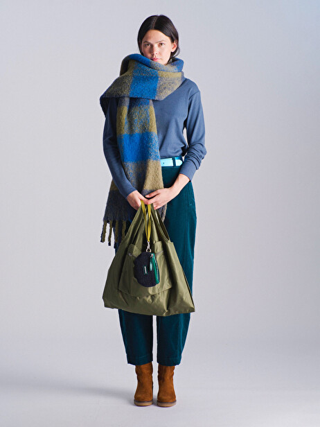 CHECK SCARF  Marine / kaki , Prêt-à-porter Bensimon