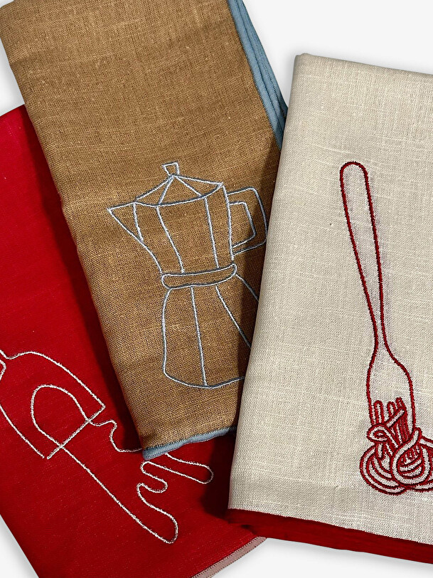 LOT DE 2 SERVIETTES CAFE - THE ECLECTIC LIFESTYLE Beige , Maison Bensimon