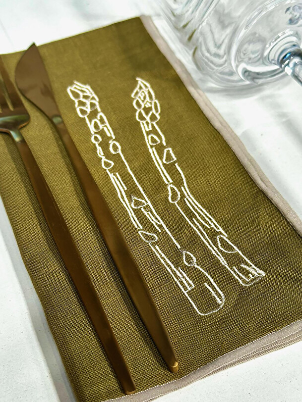 LOT DE 2 SRVIETTES ASPERGES KAKI - THE ECLECTIC LIFESTYLE Kaki , Maison Bensimon