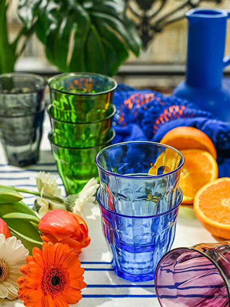 LOT DE 6 VERRES PICARDIE 25CL SAPHIR - DURALEX  Bleu , Maison Bensimon
