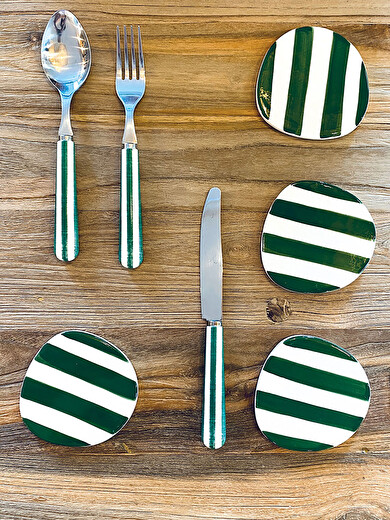 FOURCHETTE PAUL RAYURE VERT - OPJET  Vert , Maison Bensimon
