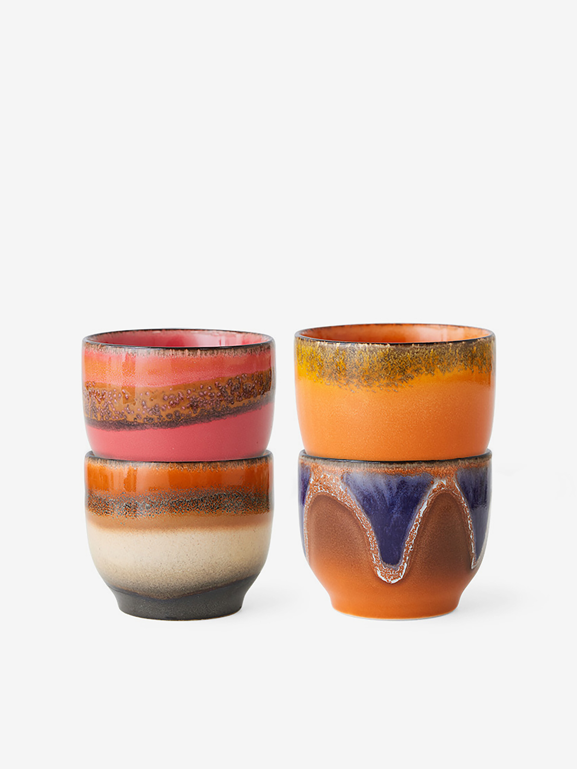 SET DE 4 TASSES A CAFE 70s CERAMIQUE - HK LIVING Multicolore , Maison Bensimon