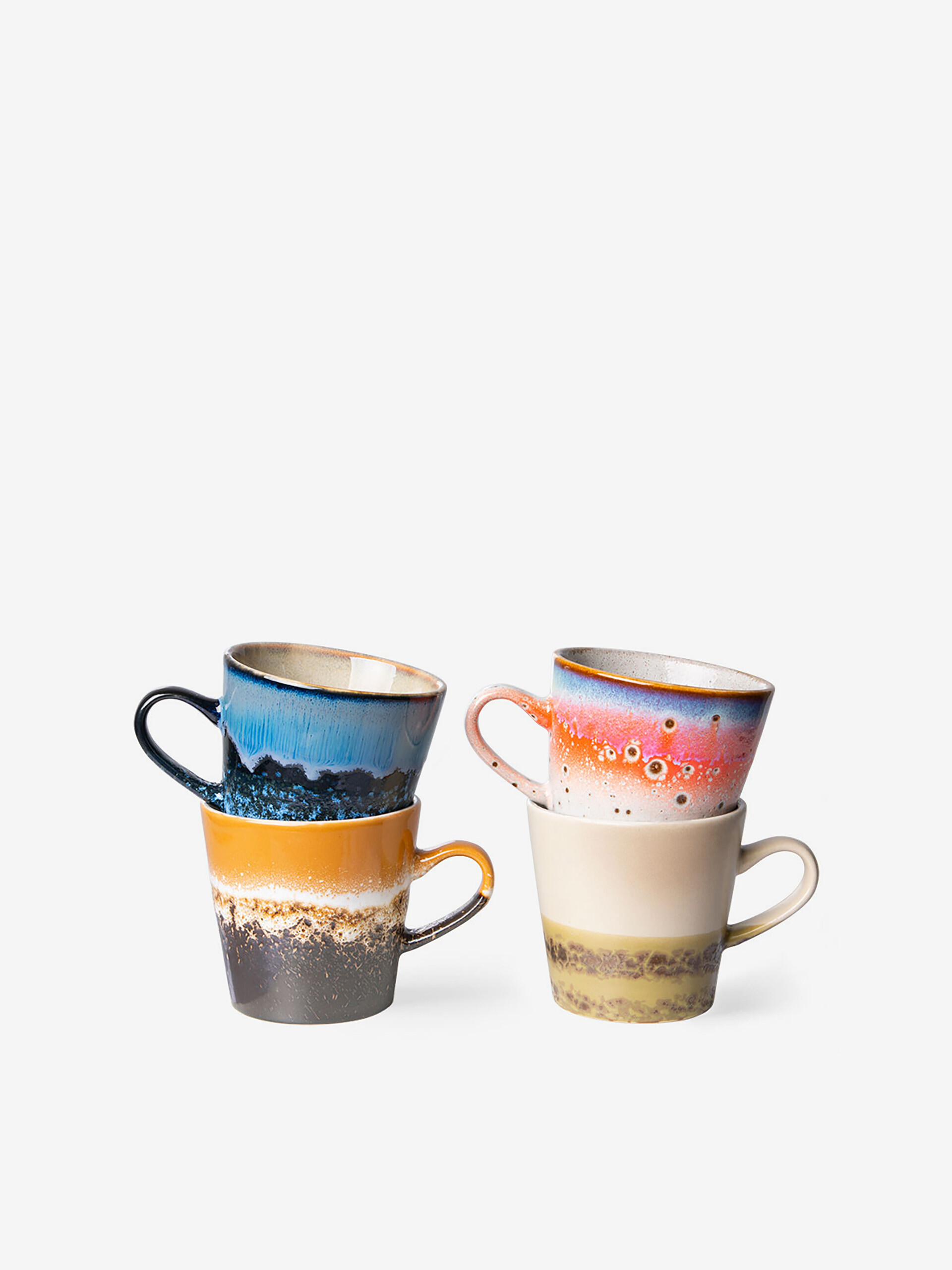 SET DE 4 TASSES AMERICANO 70s CERAMIQUE - HK LIVING  Multicolore , Maison Bensimon