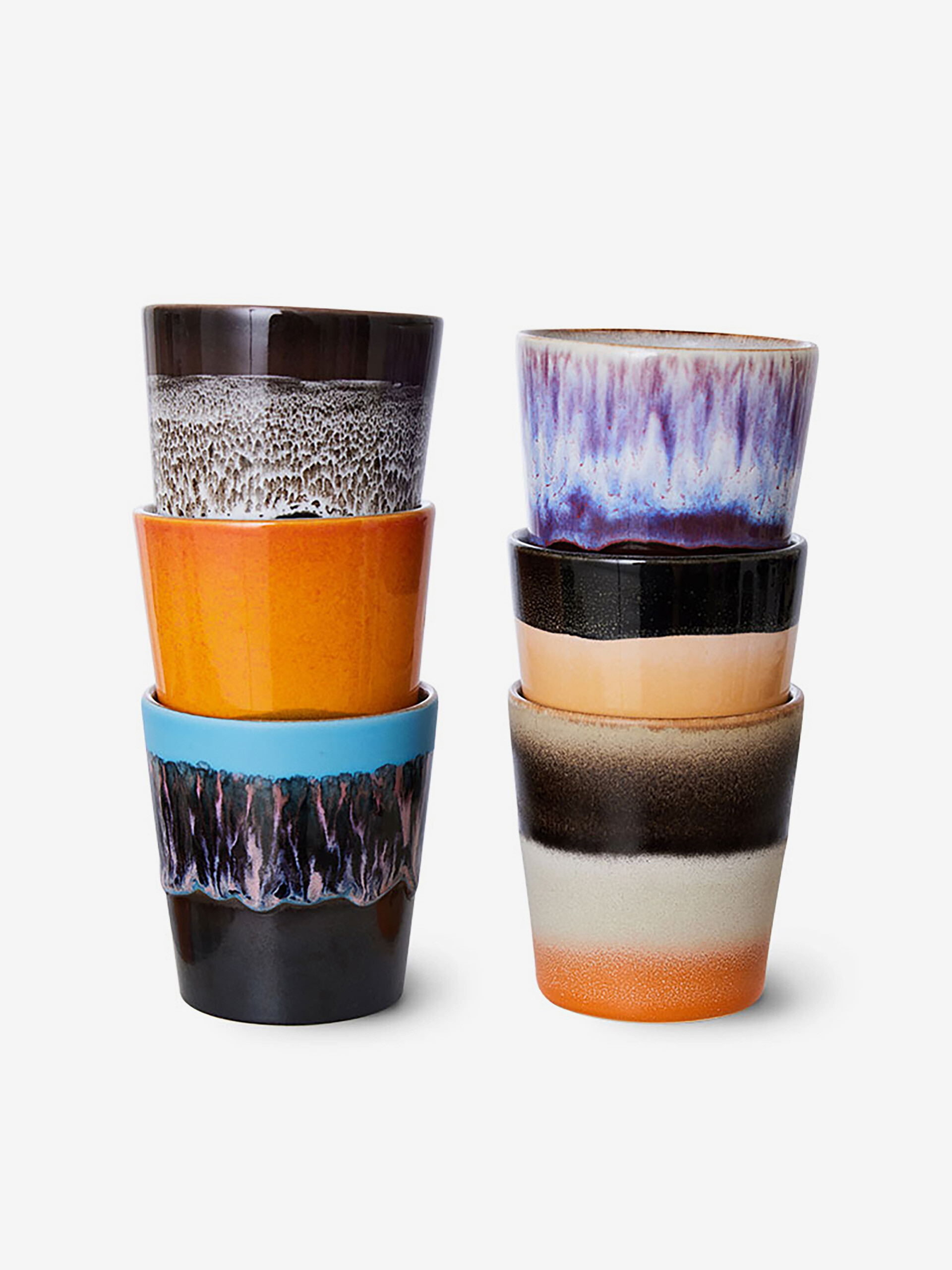 SET DE 6 TASSES EXPRESSO 70S STELLAR CERAMIQUE - HK LIVING Multicolore , Maison Bensimon