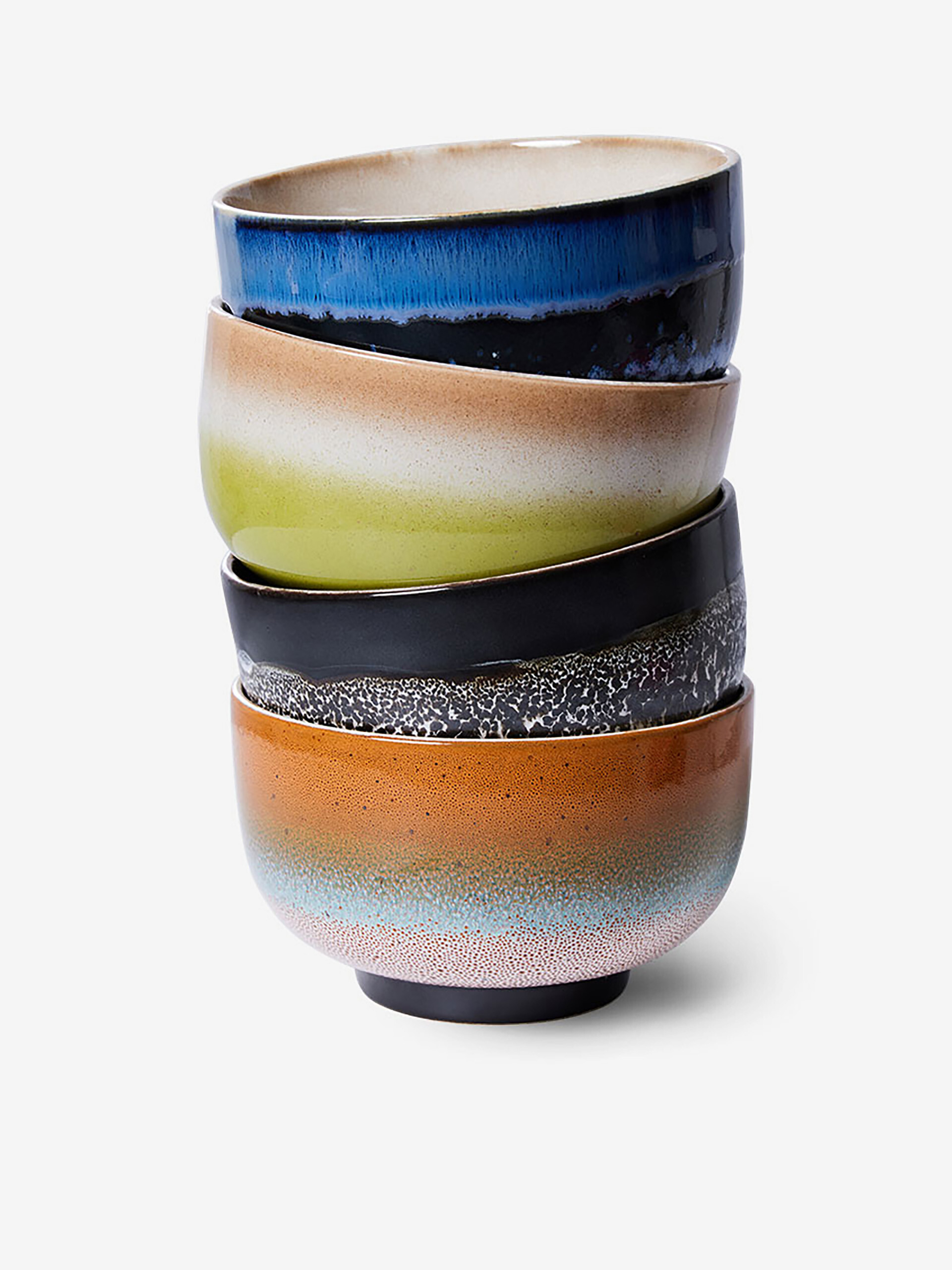 SET DE 4 BOLS A NOUILLES GROOVY 70S CERAMIQUE - HK LIVING  Multicolore , Maison Bensimon
