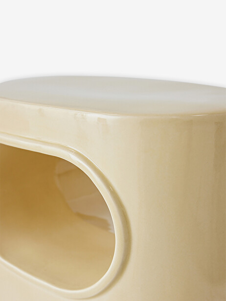 TABLE D'APPOINT SPACE CERAMIQUE EMAILLEE CREME - HK LIVING  Creme , Maison Bensimon
