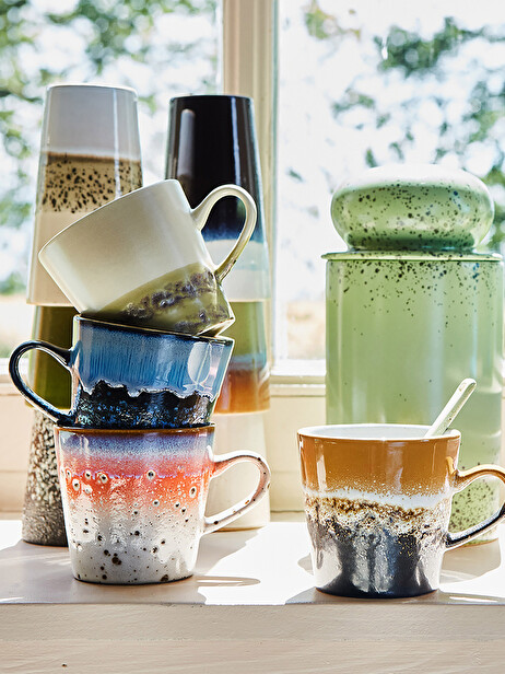 SET DE 4 TASSES AMERICANO 70s CERAMIQUE - HK LIVING  Multicolore , Maison Bensimon
