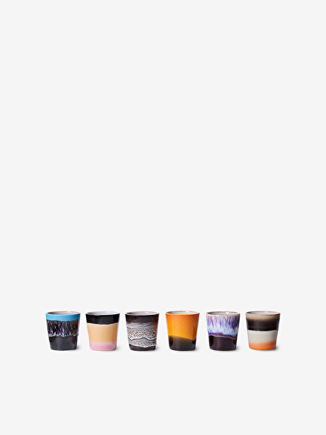 SET DE 6 TASSES EXPRESSO 70S STELLAR CERAMIQUE - HK LIVING  Multicolore , Maison Bensimon