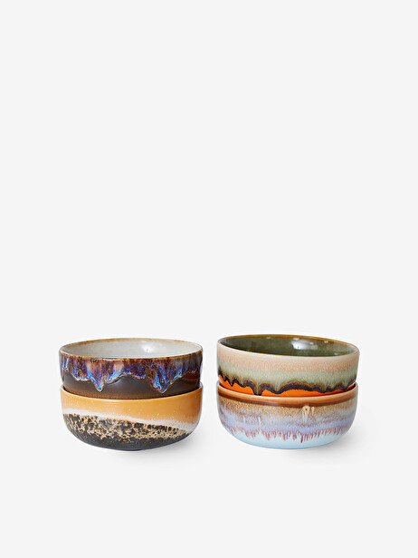 SET DE 4 BOLS A TAPAS 70S CERAMIQUE - HK LIVING  Multicolore , Maison Bensimon