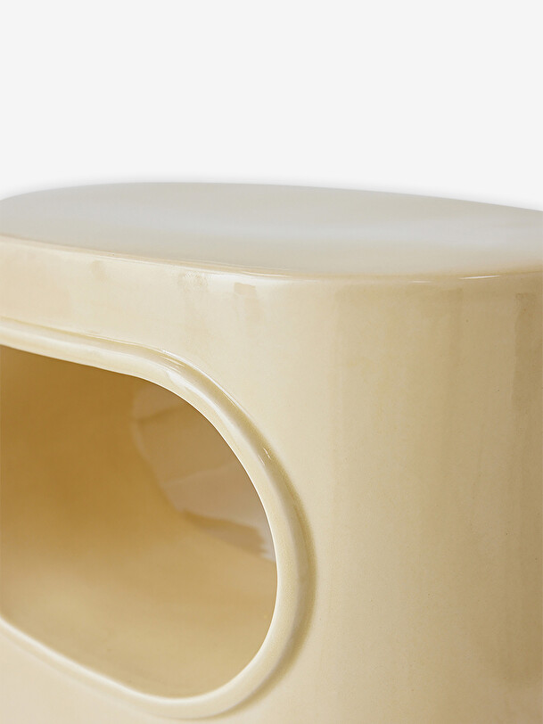 TABLE D'APPOINT SPACE CERAMIQUE EMAILLEE CREME - HK LIVING  Creme , Maison Bensimon
