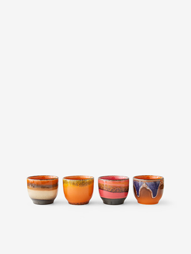 SET DE 4 TASSES A CAFE 70s CERAMIQUE - HK LIVING Multicolore , Maison Bensimon