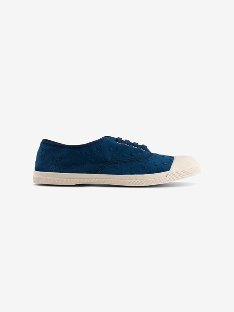 TENNIS LACET FEMME BRODERIE  Marine , Tennis & Chaussures Bensimon