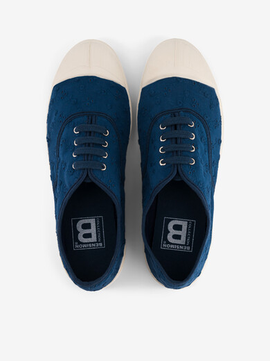 TENNIS LACET FEMME BRODERIE  Marine , Tennis & Chaussures Bensimon