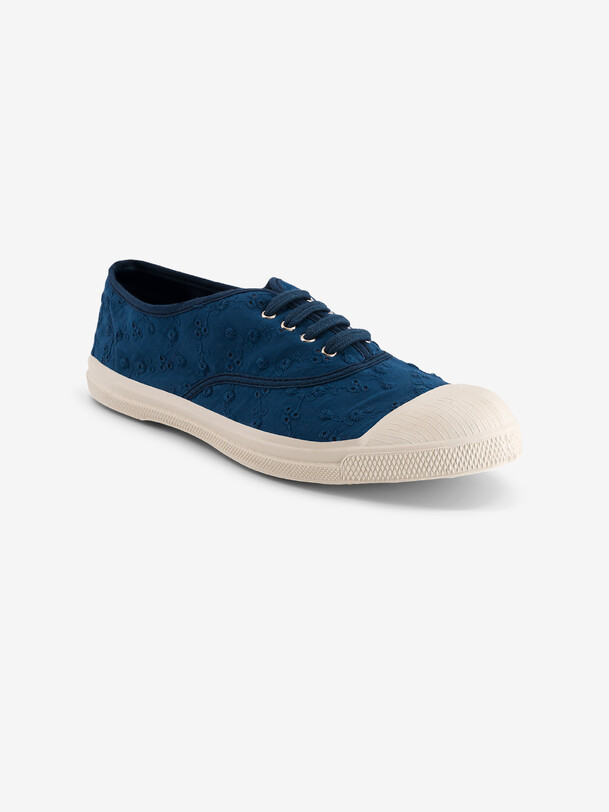 TENNIS LACET FEMME BRODERIE  Marine , Tennis & Chaussures Bensimon