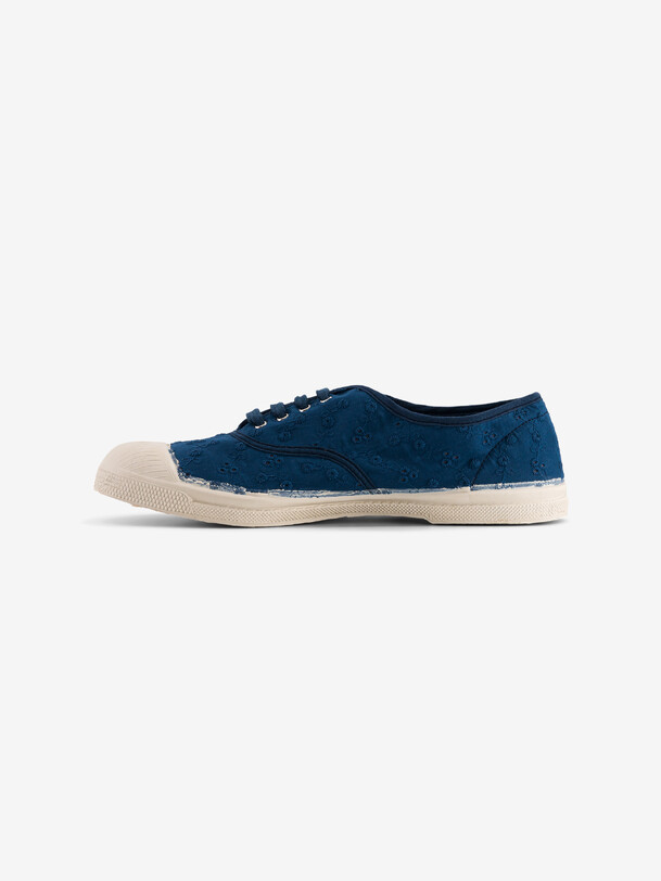 TENNIS LACET FEMME BRODERIE  Marine , Tennis & Chaussures Bensimon