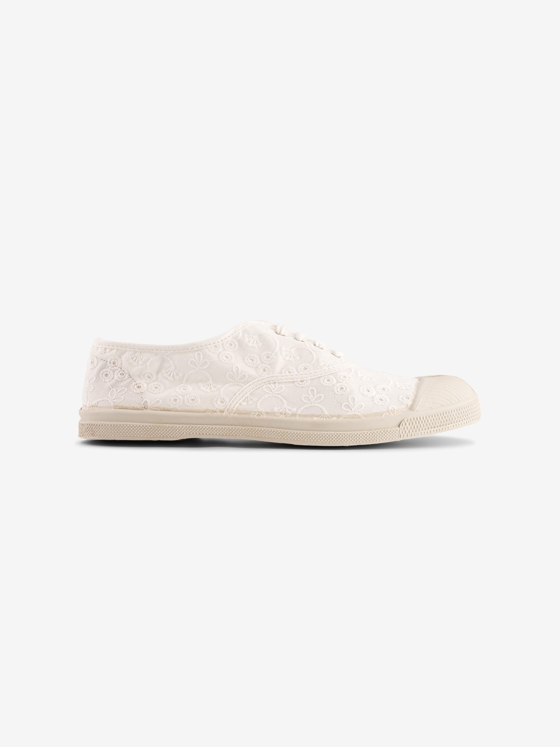 TENNIS LACET FEMME BRODERIE  Ecru , Tennis & Chaussures Bensimon