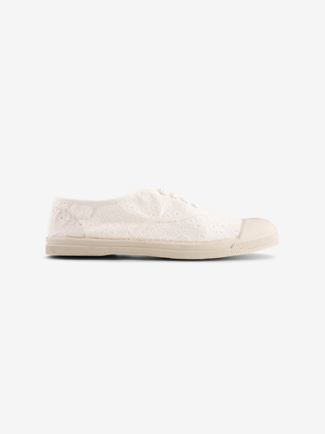 TENNIS LACET FEMME BRODERIE  Ecru , Tennis & Chaussures Bensimon
