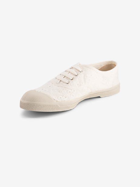 TENNIS LACET FEMME BRODERIE  Ecru , Tennis & Chaussures Bensimon