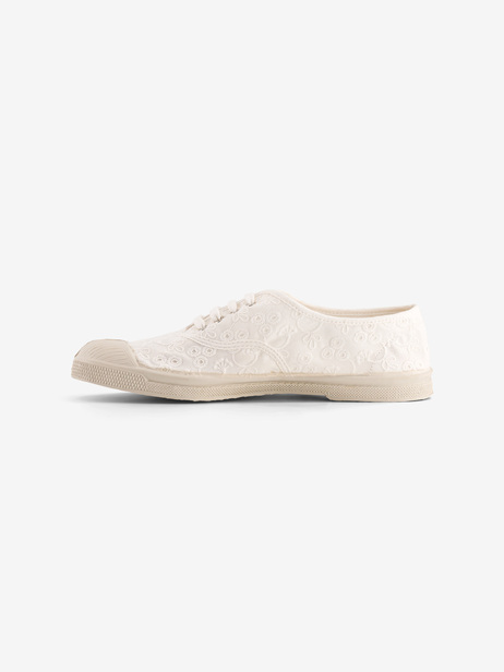 TENNIS LACET FEMME BRODERIE  Ecru , Tennis & Chaussures Bensimon