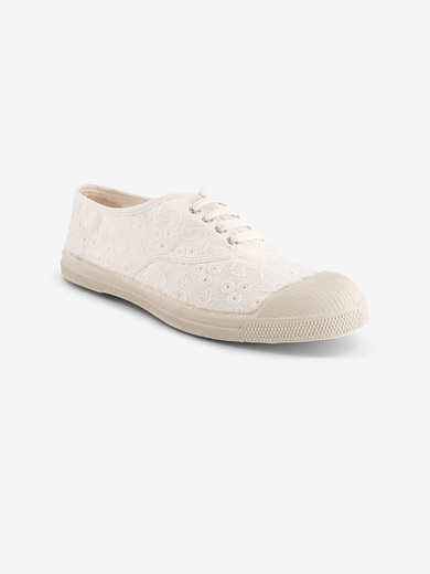 TENNIS LACET FEMME BRODERIE  Ecru , Tennis & Chaussures Bensimon