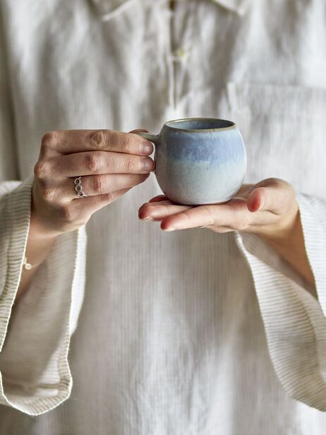 Tasse &agrave; expresso en gr&egrave;s Paula - Bloomingville  Ciel , Maison Bensimon