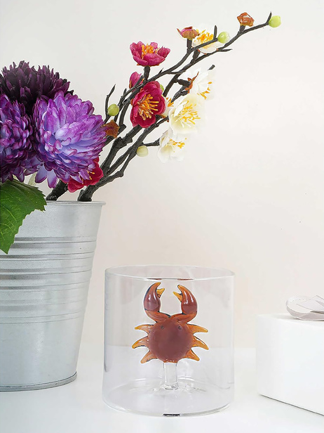 VERRE FIGURINE CRABE - WD Lifestyle EasyLife  Ambre , Maison Bensimon