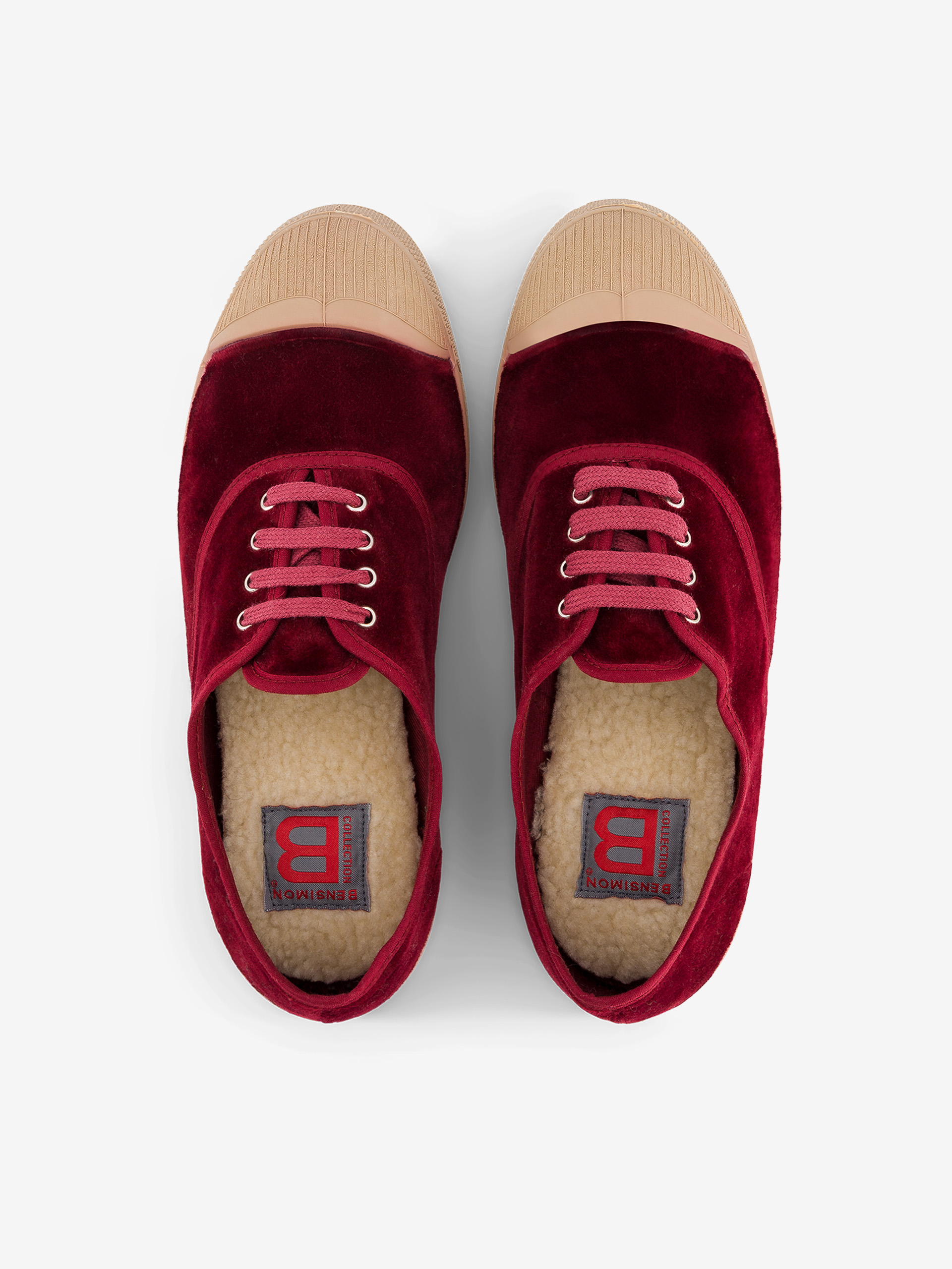 TENNIS FEMME LACET VELOURS  Bordeaux , Tennis & Chaussures Bensimon