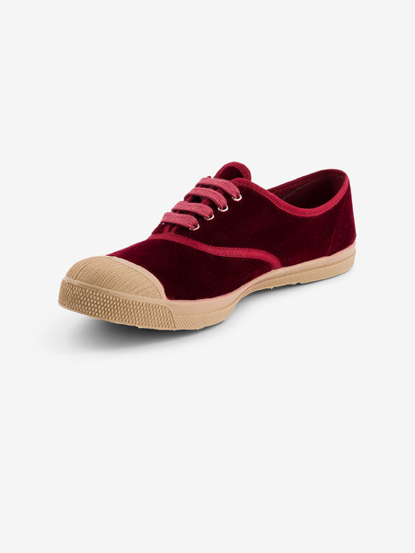 TENNIS FEMME LACET VELOURS  Bordeaux , Tennis & Chaussures Bensimon