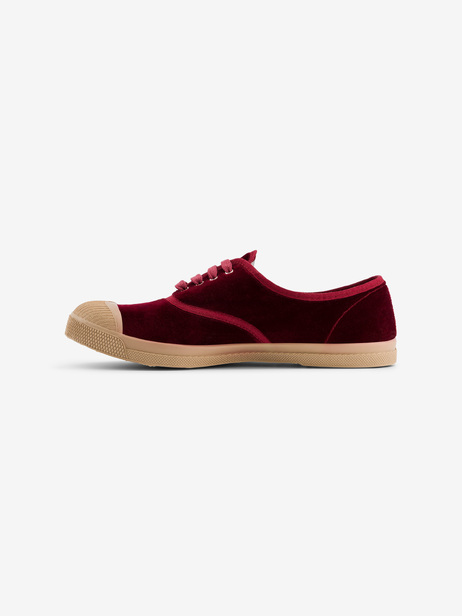 TENNIS FEMME LACET VELOURS  Bordeaux , Tennis & Chaussures Bensimon