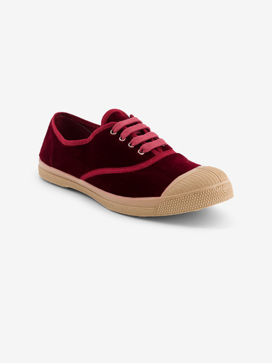 TENNIS FEMME LACET VELOURS  Bordeaux , Tennis & Chaussures Bensimon