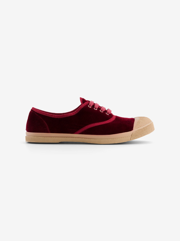 TENNIS FEMME LACET VELOURS  Bordeaux , Tennis & Chaussures Bensimon
