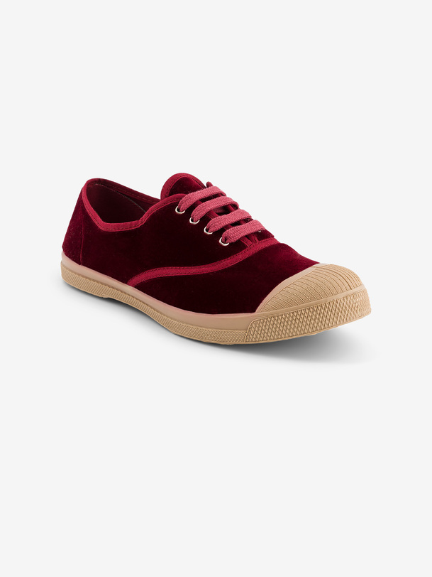 TENNIS FEMME LACET VELOURS  Bordeaux , Tennis & Chaussures Bensimon