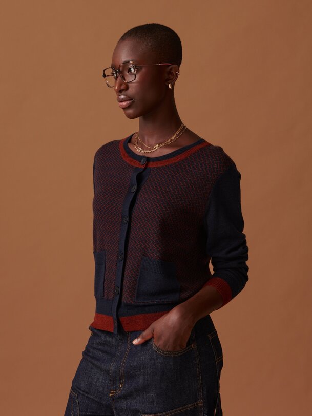 CARDIGAN JAMIE  Marine , Pr&ecirc;t-&agrave;-porter Bensimon