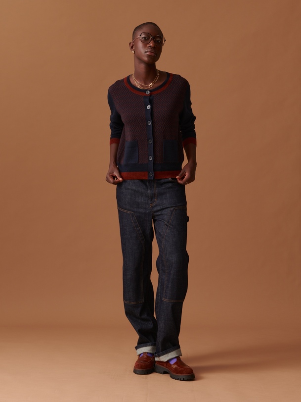 CARDIGAN JAMIE  Marine , Pr&ecirc;t-&agrave;-porter Bensimon