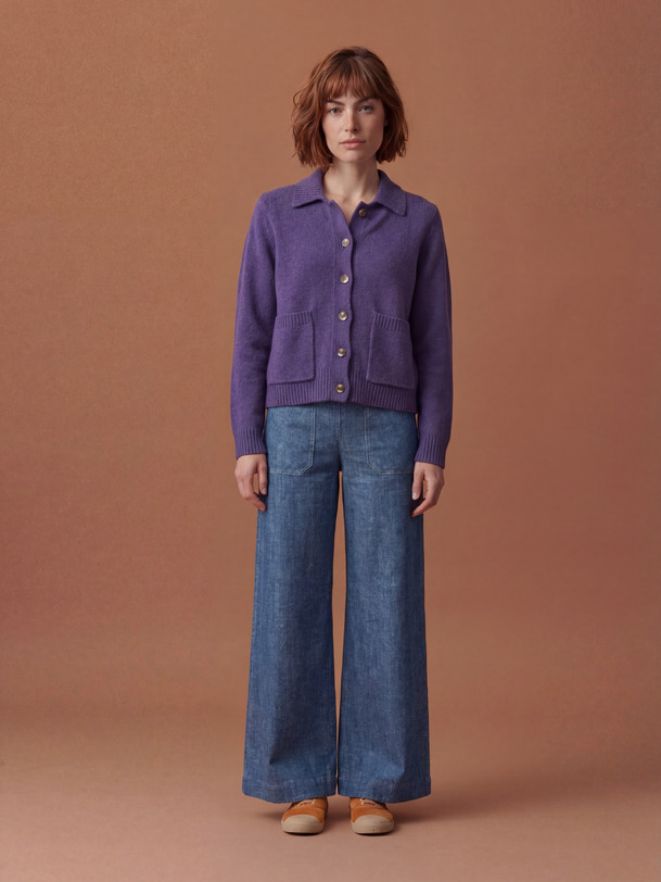CARDIGAN ORIA Violet , Prêt-à-porter Bensimon
