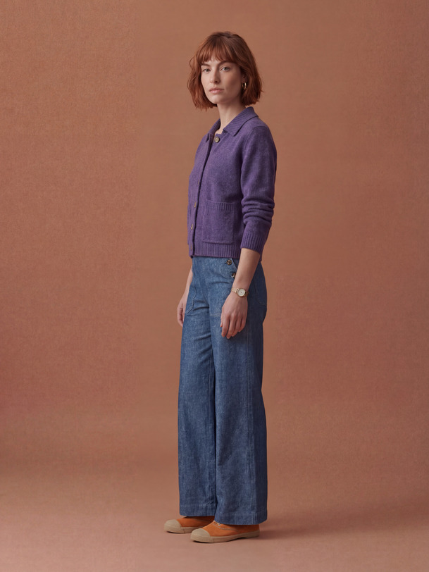CARDIGAN ORIA Violet , Prêt-à-porter Bensimon