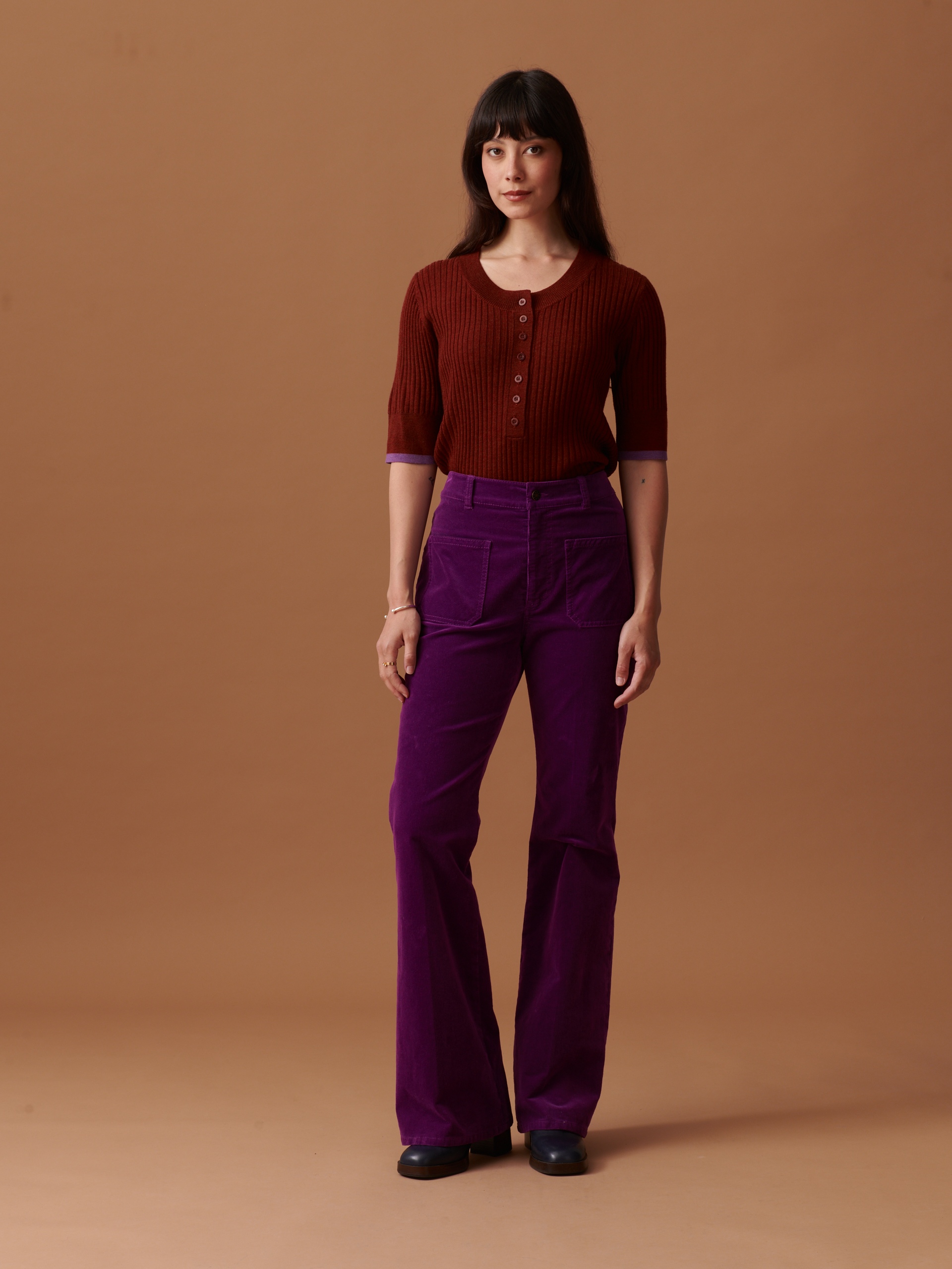 PANTALON OLIVIO  Prune , Pr&ecirc;t-&agrave;-porter Bensimon