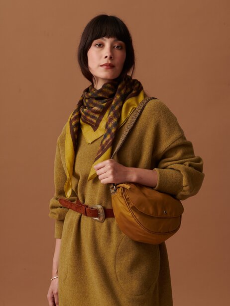 FOULARD A CARREAUX  Kaki , Prêt-à-porter Bensimon