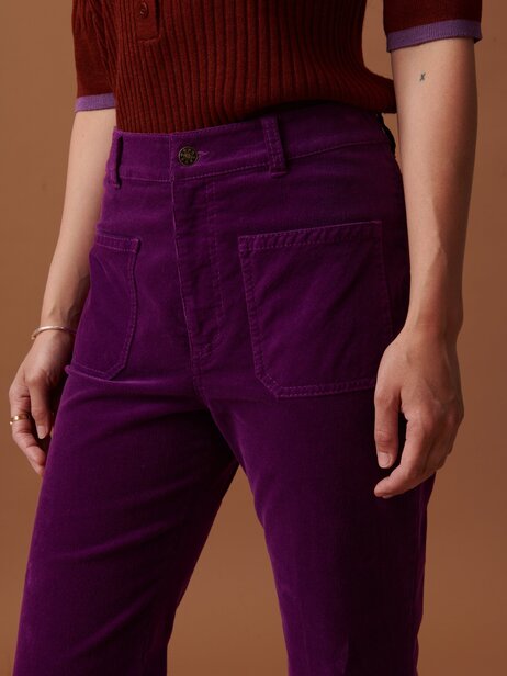 Jupe Vintage Bensimon Années 90 - Velours Côtelé Prune - Taille 42 - Occasion Très Bon état