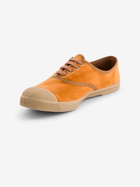 TENNIS FEMME LACET VELOURS  Brique , Tennis & Chaussures Bensimon