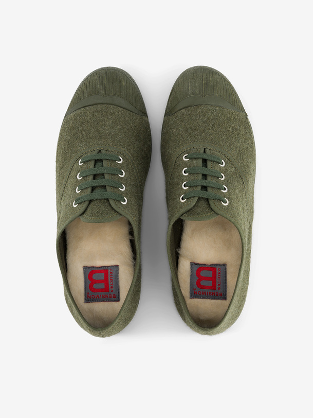 TENNIS FEMME LACET FLANELLE  Kaki , Tennis & Chaussures Bensimon