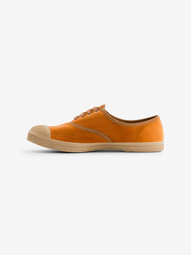 TENNIS FEMME LACET VELOURS  Brique , Tennis & Chaussures Bensimon