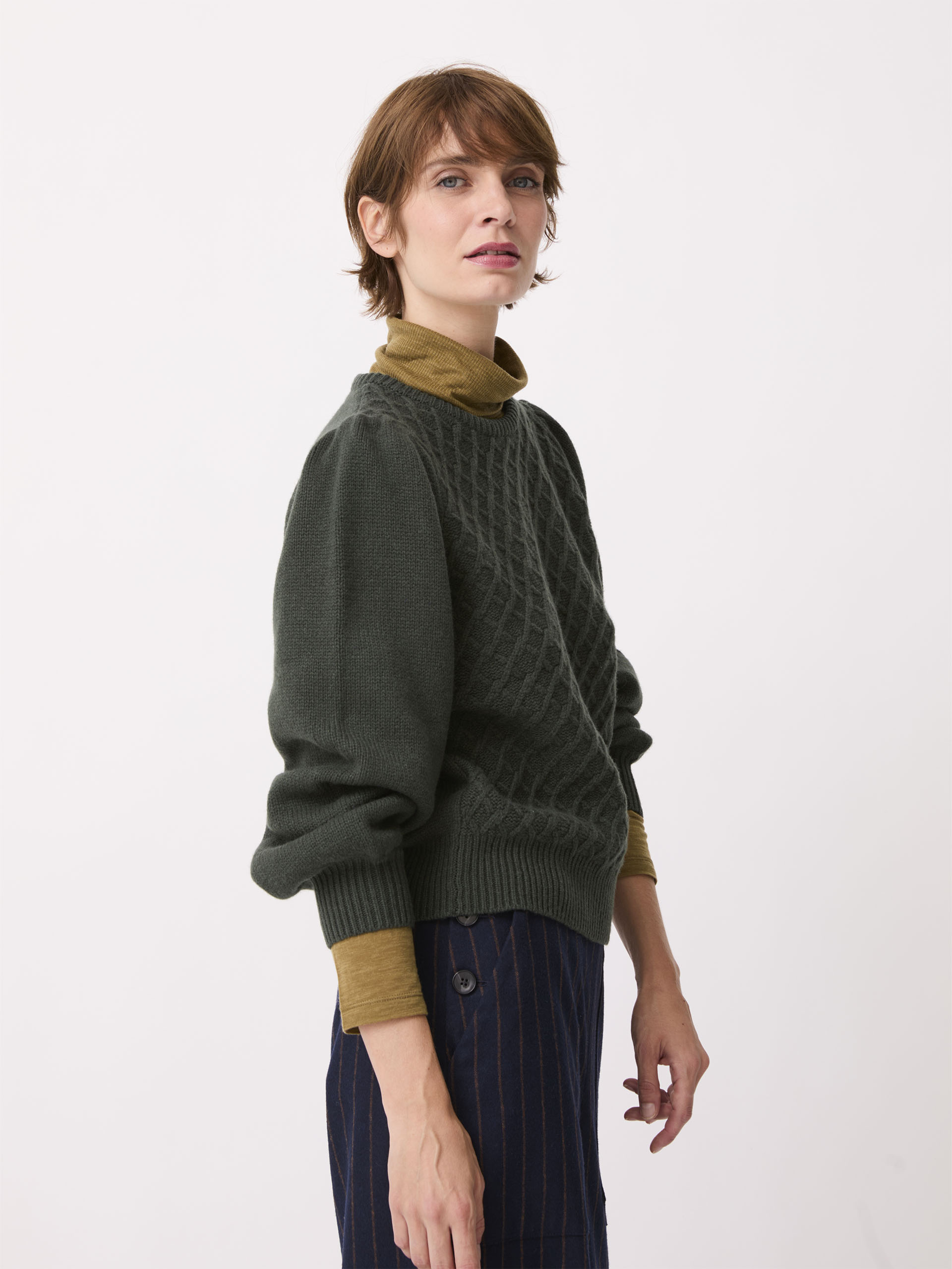 PULL OTHMAN  Militaire , Pr&ecirc;t-&agrave;-porter Bensimon