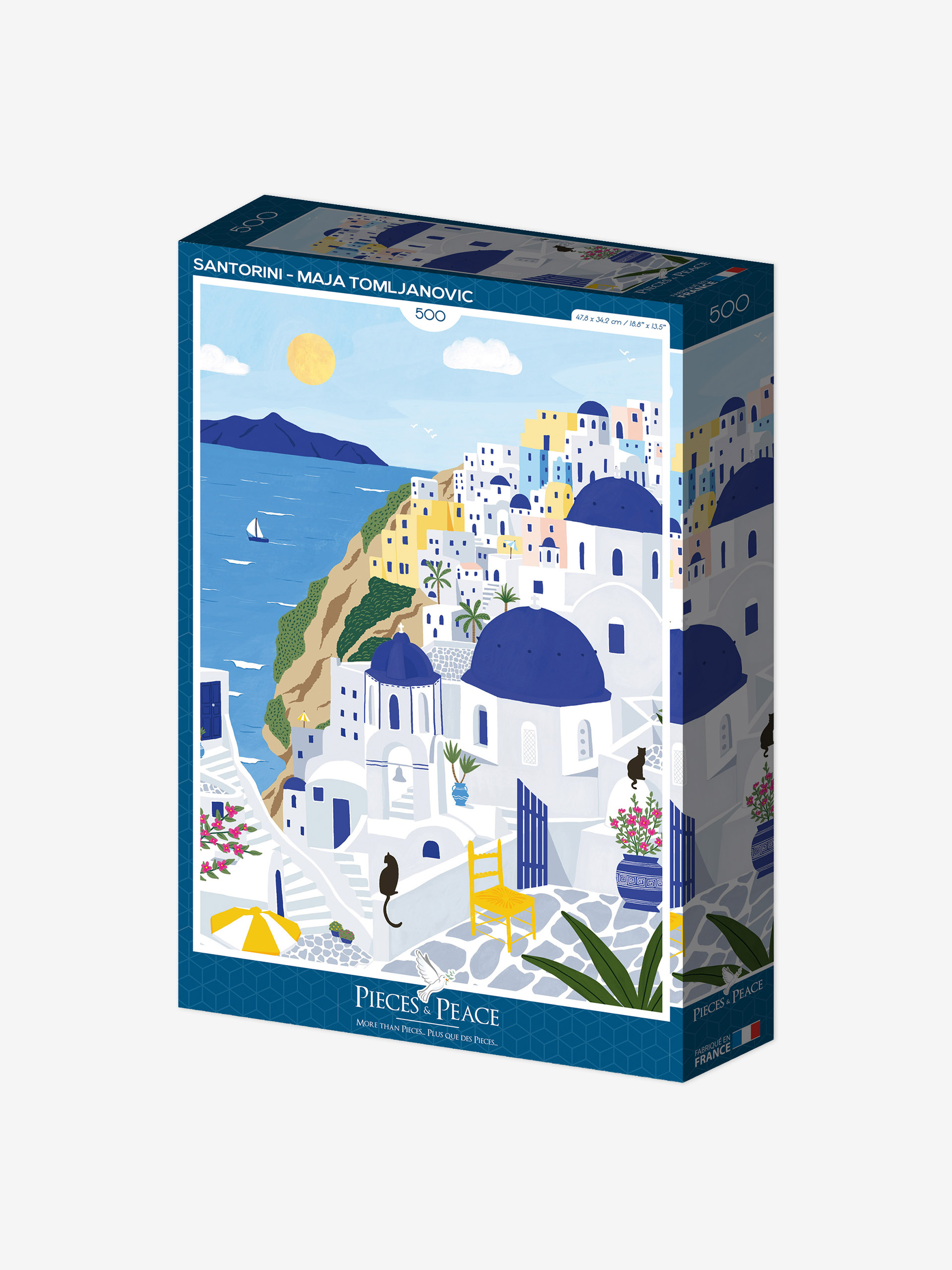 PUZZLE SANTORINI 500 PIECES - PIECE & LOVE Bleu , Maison Bensimon