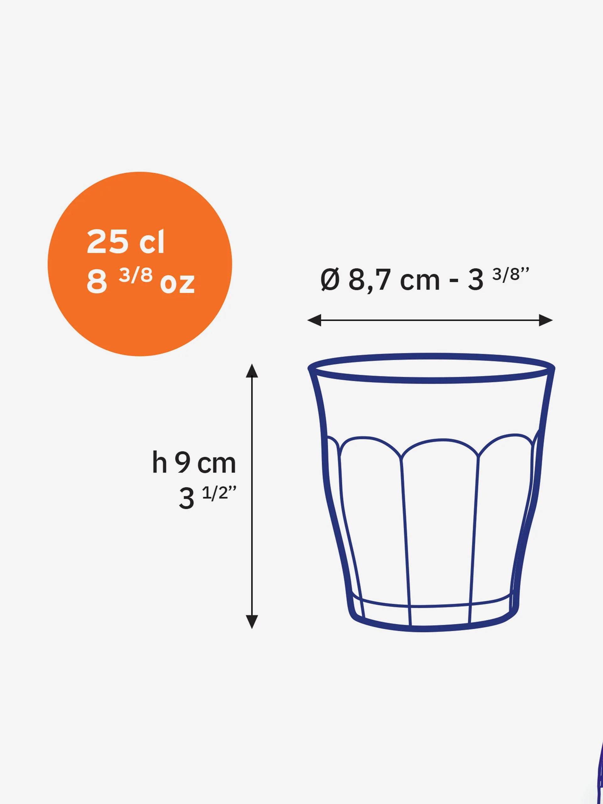 LOT DE 6 VERRES PICARDIE 25CL - DURALEX Rose leger , Maison Bensimon